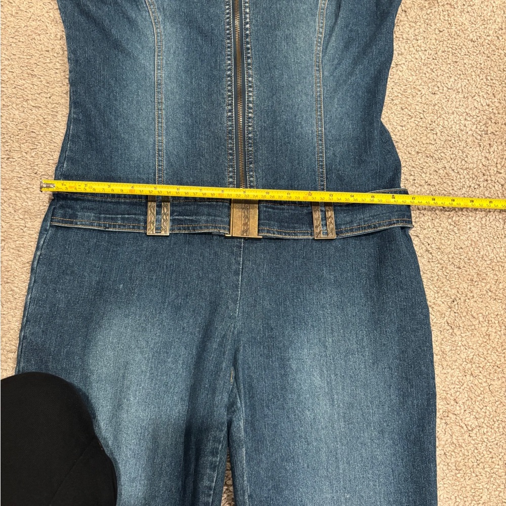 Y2K Denim Jumpsuit with Belt - Picture 9 of 12